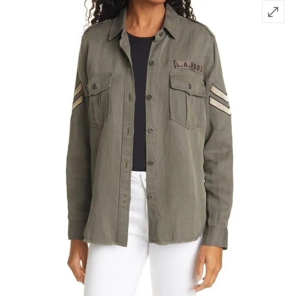 RAILS Conrad Olive Green Military Patch Jacket Raw Hem Embroidered Sz S - Picture 2 of 16